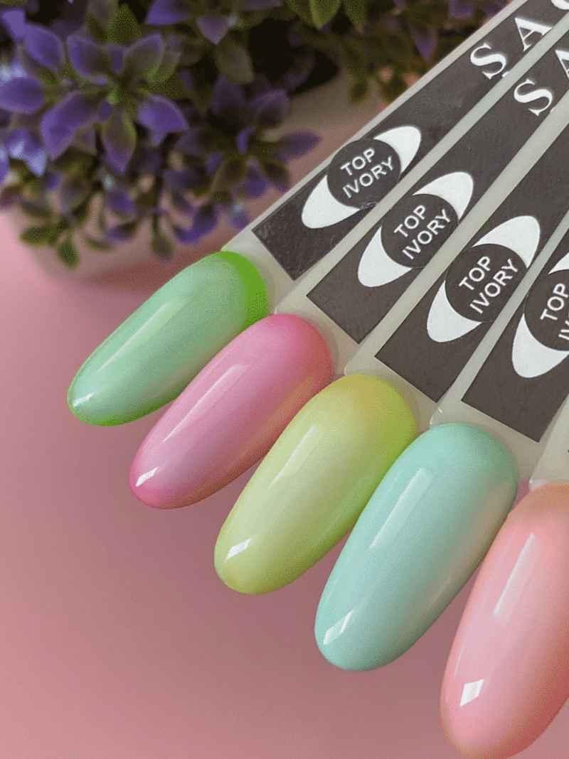 Stained glass top for gel polish Saga Top IVORY milky, 9 ml