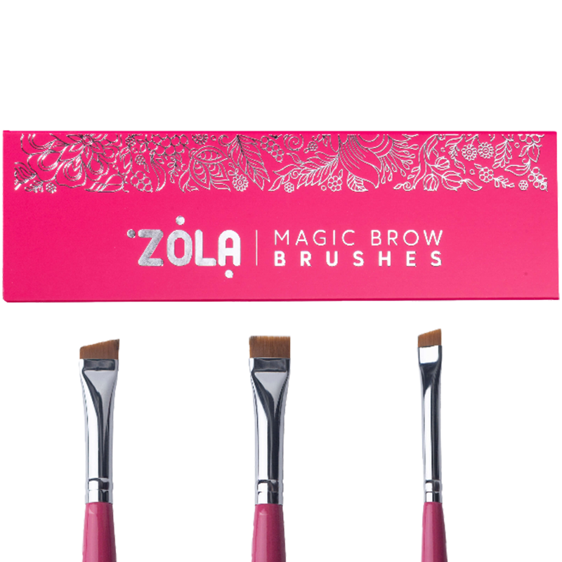 ZOLA MAGIC BROW BRUSHES PROFESSIONAL RASPBERRY BRUSH SET FOR EYEBROW COLORING