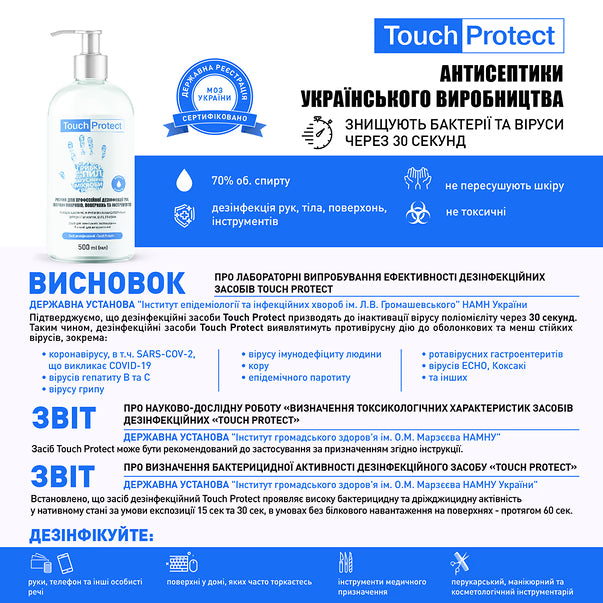 Спрей для дезінфекції інструментів та поверхонь Touch Protect 250 мл