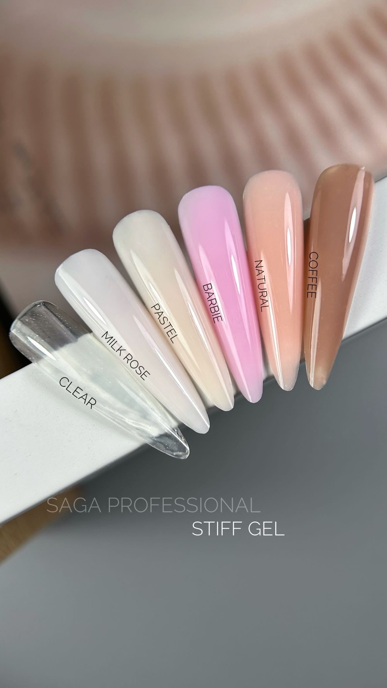 Saga STIFF gel nail polish №02 Pastel, cold beige, 13 ml