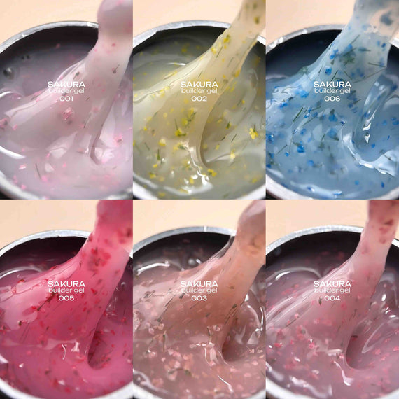 FOX Sakura Builder gel nail gel No. 005, with dried flowers, 15 ml
