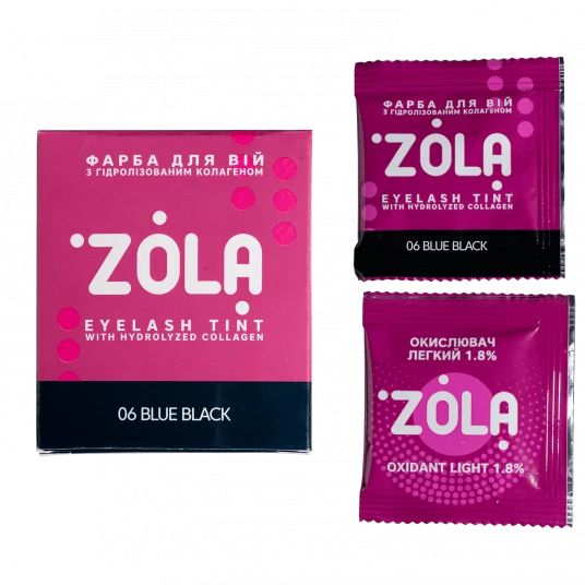 ZOLA Фарба для вій у саше з колагеном Eyebrow Tint With Collagen 06 Blue Black 5 мл.