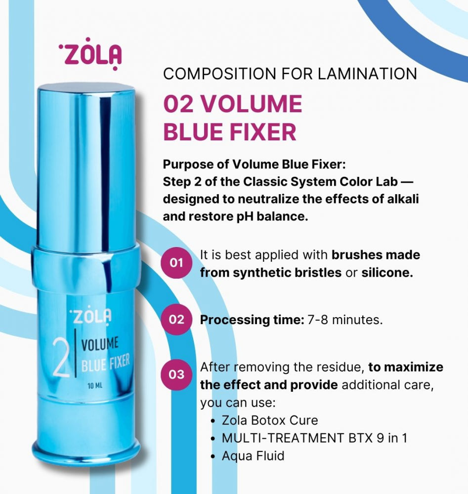 ZOLA Color Lab Склад для ламінування 02 Volume Blue Fixer