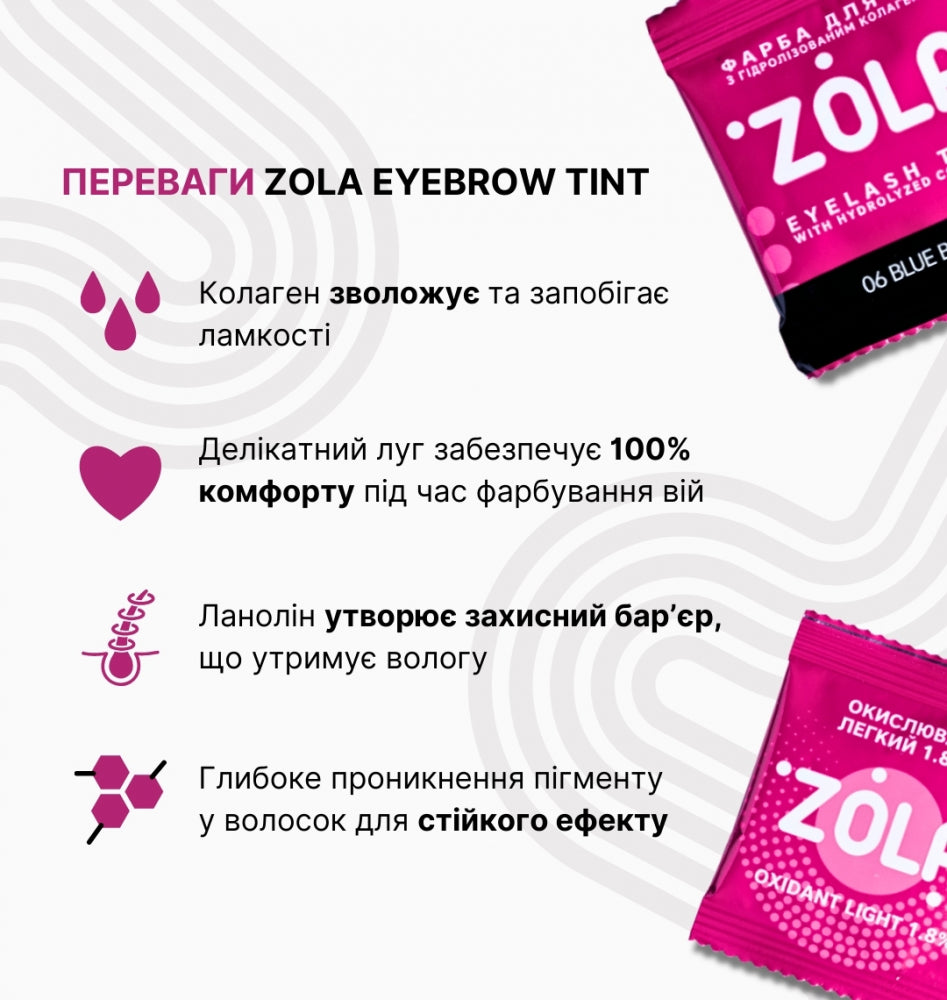 ZOLA Фарба для вій з колагеном Eyebrow Tint With Collagen 06 Blue-Black 15 мл.