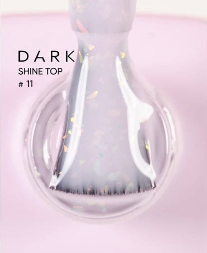 Топ для нігтів DARK Shine Top №11, рожевий з поталью, 10 мл