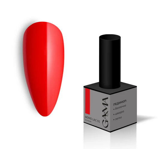 Гель-лак однофазний GaMa Mono Lac №001, яскраво-червоний, 6 мл
