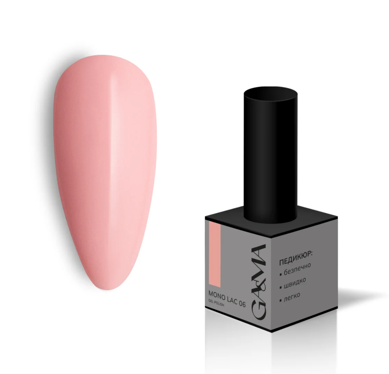 Гель-лак однофазний GaMa Mono Lac №006, ніжно-персиковий, 6 мл