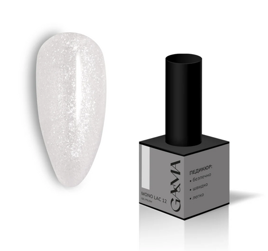 Гель-лак однофазний GaMa Mono Lac №012, молочний з мікроблиском, 6 мл