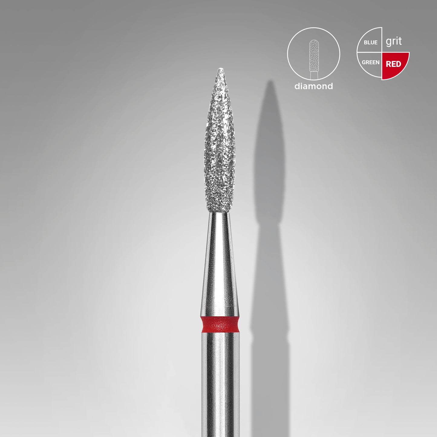 Staleks Pro Diamond Nail Drill Bit Pointed Flame Red 2.3 mm × 8 mm