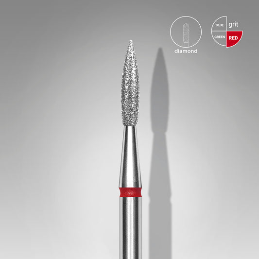 Staleks Pro Diamond Nail Drill Bit Pointed Flame Red 2.3 mm × 8 mm