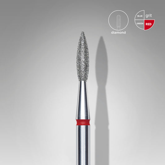 Staleks Pro Diamond Nail Drill Bit Pointed Flame Red 2.1 mm × 8 mm