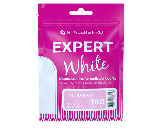 Staleks Pro Disposable White Files for Pedicure Grater EXPERT 10 180 Grit (30 pcs)