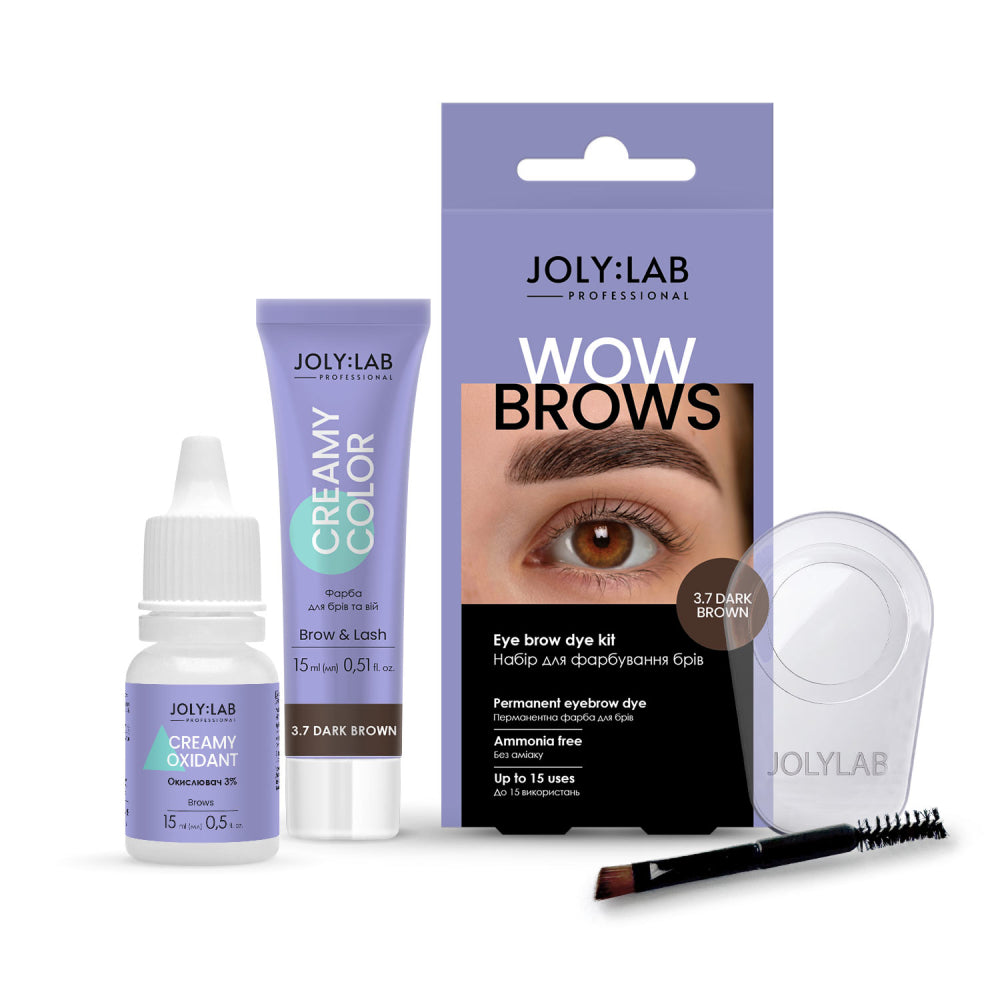 НАБІР ДЛЯ ФАРБУВАННЯ БРІВ WOW BROWS 3.7 DARK BROWN JOLY:LAB