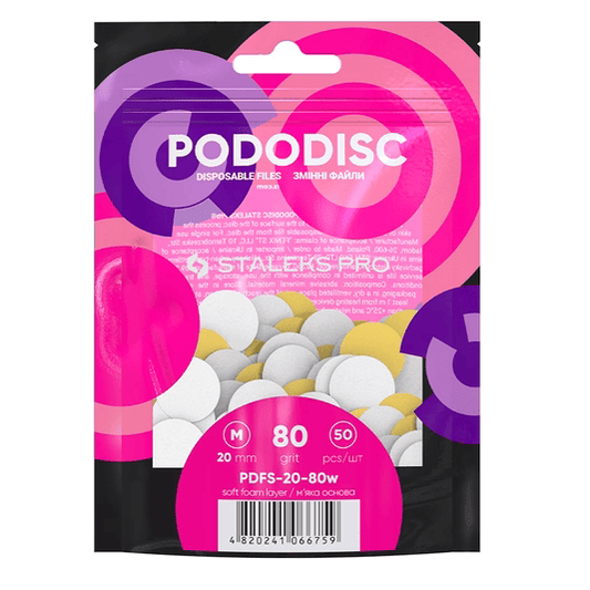 Змінні файли на м`якій основі для педикюрного диску Staleks M Білі 80 грит, 50 шт