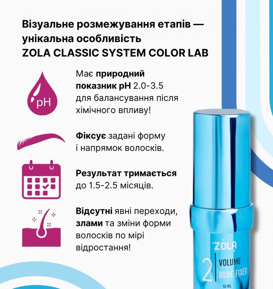 ZOLA Color Lab Склад для ламінування 02 Volume Blue Fixer