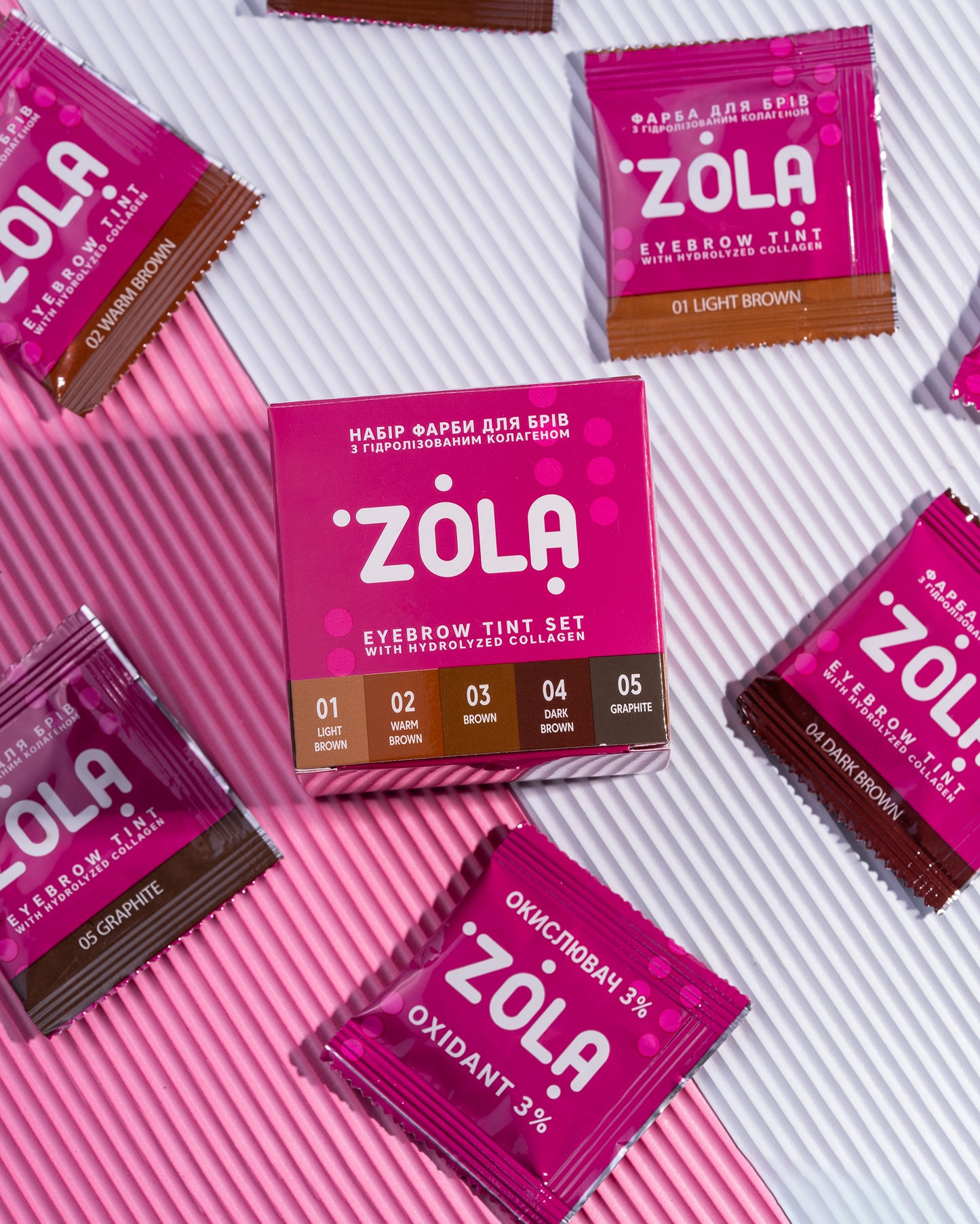 ZOLA EYEBROW TINT WITH COLLAGEN SET IN A SACHET 5X5ML (5 COLORS)