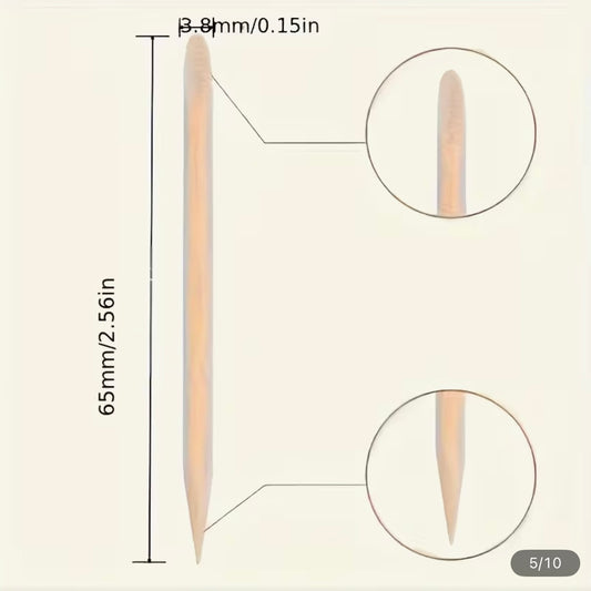 Natural Orange Wood Cuticle Pushers, 50 pcs