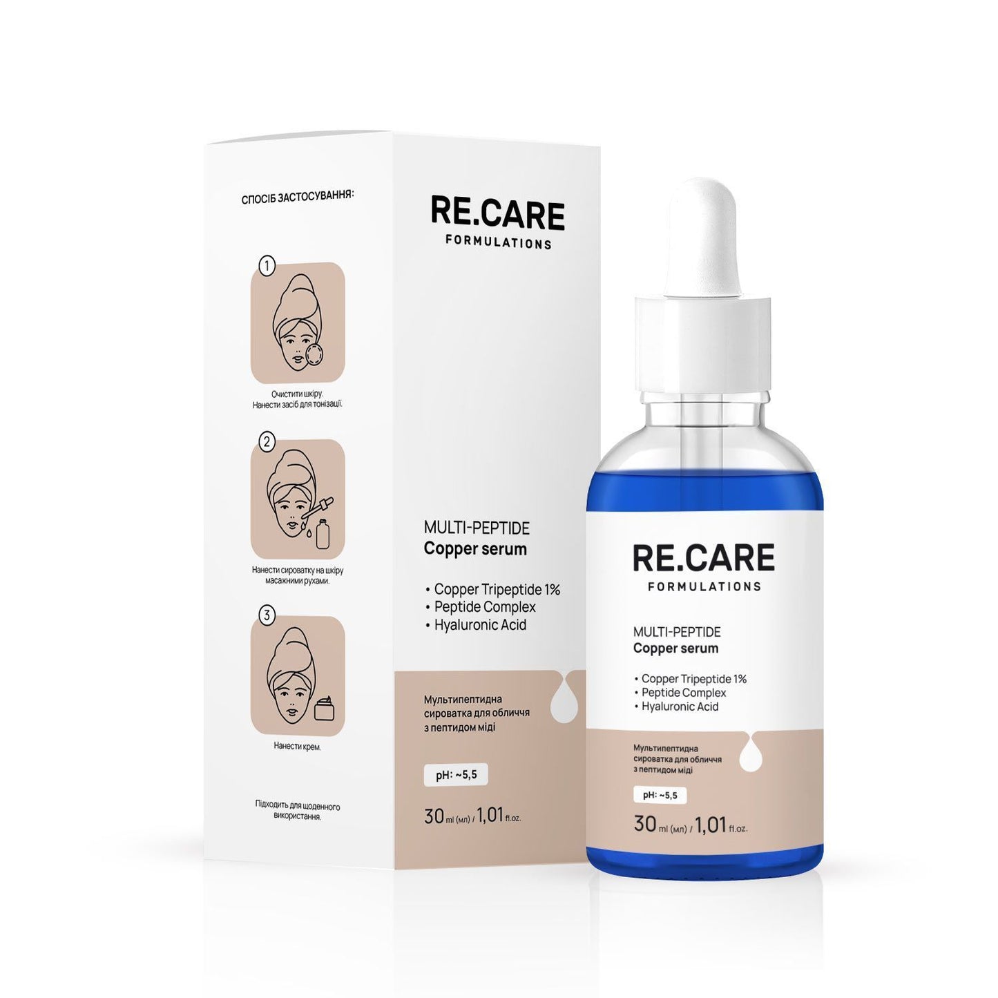 Мультипептидна сироватка для обличчя з пептидом міді Multi-Peptide Copper Serum RECARE 30 мл