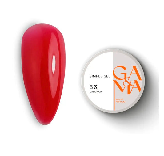 Гель GaMa Simple gel №36 Lollipop, червоний, 15 мл