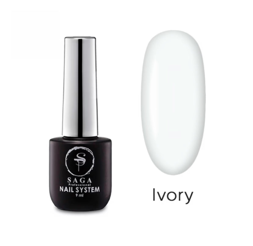Stained glass top for gel polish Saga Top IVORY milky, 9 ml