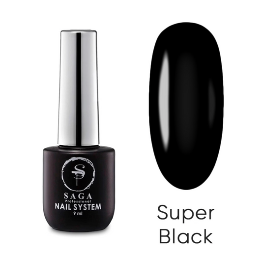 Гель-лак Saga Super Black чорний, 9 мл
