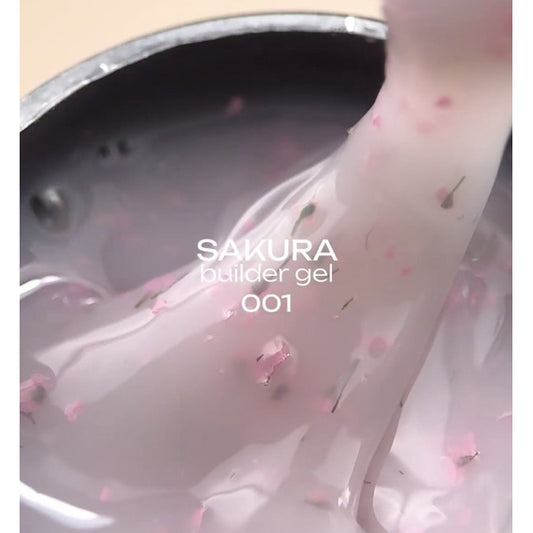 FOX Sakura Builder gel nail gel No. 001, with dried flowers, 15 ml