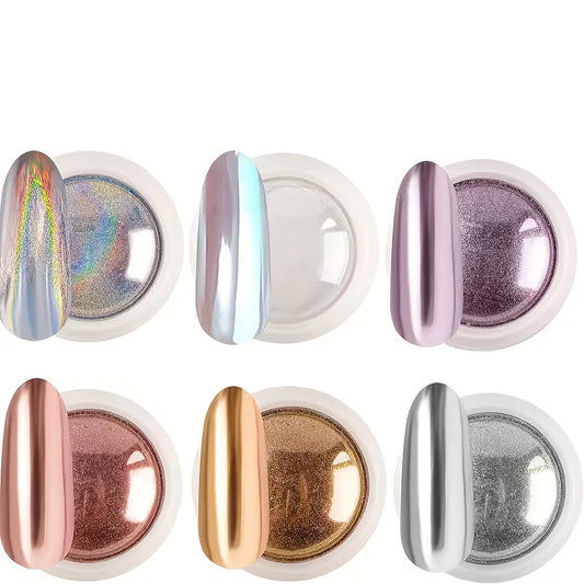 Chrome Nail Powder Set, 6 pcs