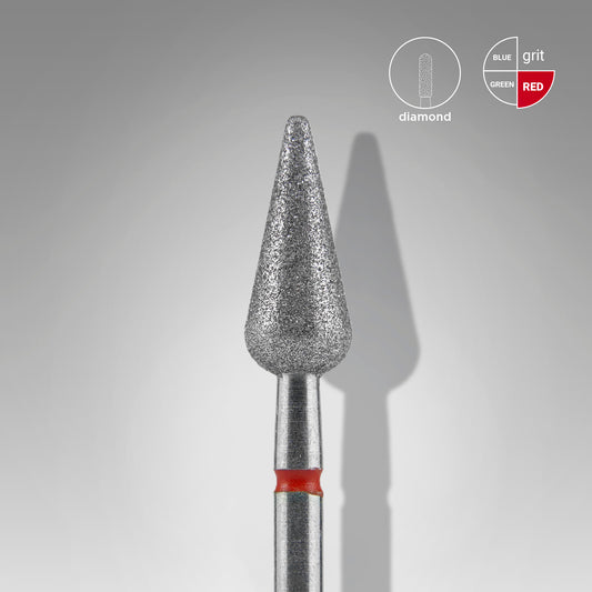 Staleks Pro Diamond Nail Drill Bit  Pointed Flame Red 5.0 mm × 12 mm