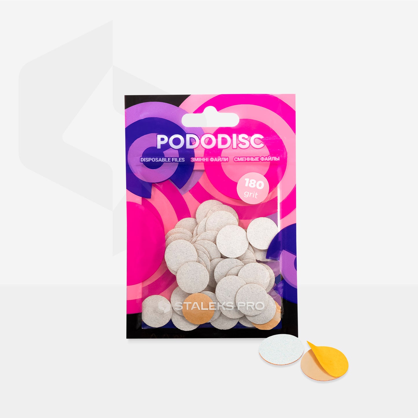 Staleks Pro Disposable White Files for Pedicure Disc PODODISC S 180 Grit (50 pcs)