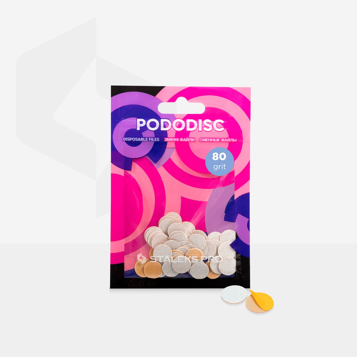 Staleks Pro Disposable White Files for Pedicure Disc PODODISC S 80 Grit (50 pcs)